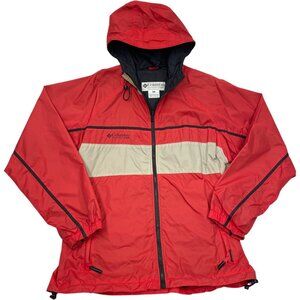 Columbia Vintage Red Hooded Windbreaker Jacket Men's Medium